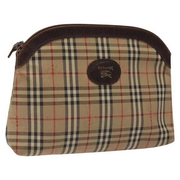 Burberrys Nova Check Clutch Bag Canvas Beige Silver - Picture 1 of 16
